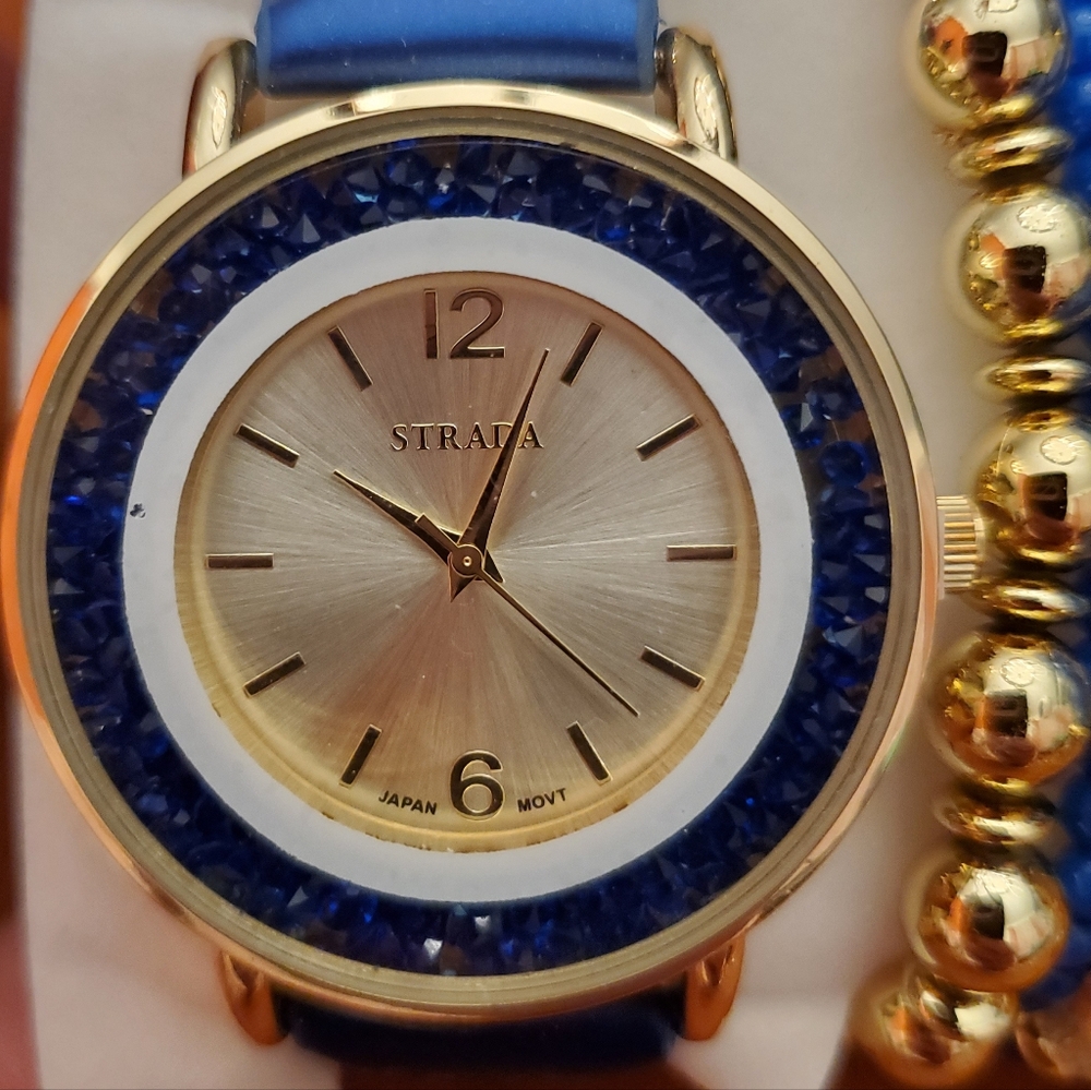 Womens Strada Elegant Blue and Gold Women's Watch - Picture 4 of 9